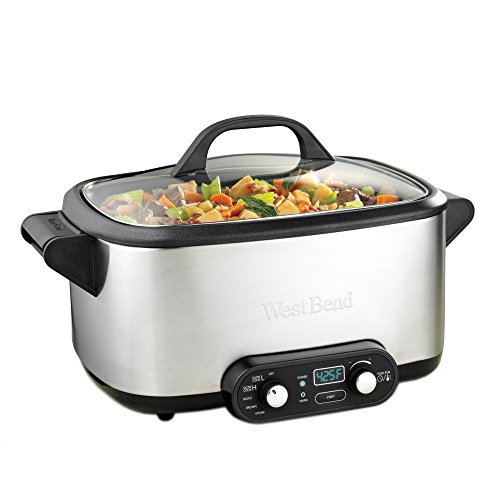 West Bend 4-in-1 Multicooker Slowcooker, 7-Quart, Stainless Steel
