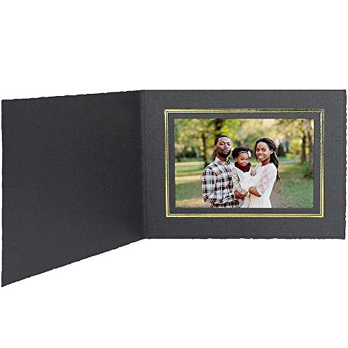Black Cardstock Paper Portrait Folder 6x4 Frame w/Gold foil border sold in 25s - 4x6
