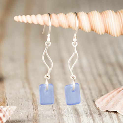 Journey Sea Glass Earrings Sterling Drop Beach Earrings for