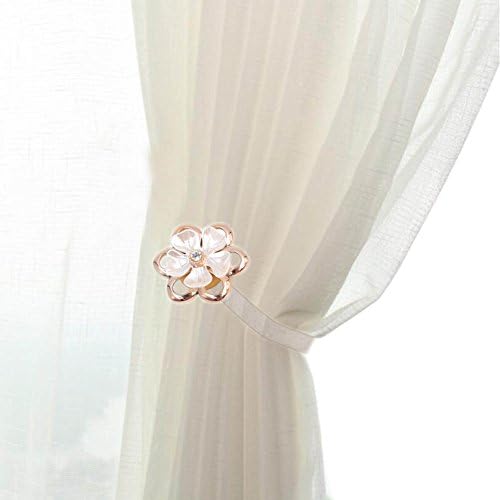YYC Set of 2 Lace Rope Curtain Tieback Magnetic Resin Flower Curtain Buckle Clip (B)