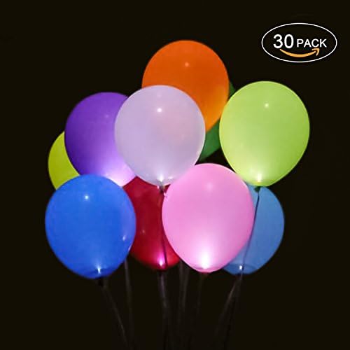 30PCS LED Balloon,Iteczhu LED Light Up Balloons Mixed Colors Light Ball 12inch Latex Balloons Christmas Halloween Decoration Wedding Birthday Party Balloons Supplies