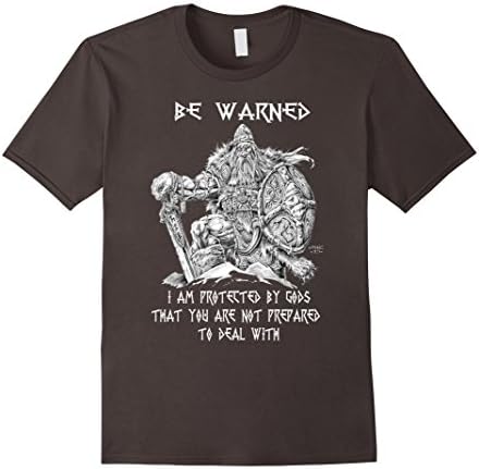 Mens Be warned i am protected by gods - Viking t-shirt XL Asphalt