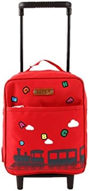 BABISM Kids Backpack Dual-Use Rolling Luggage School Travel Bag Bookbag With Wheels (Red)