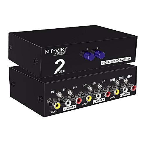 AuviPal 2-Way RCA Switcher 2 in 1 Out Composite Video L/R Audio AV Selector Box for DVD VCR VHS/AV Receiver/Game Consoles