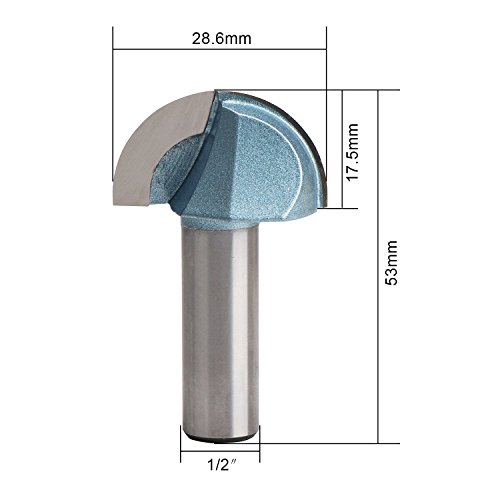 Core Cove Box Router Bit, EnPoint Round Groove Router Bit 1/2" Shank 28.6mm 1-1/8" Cut Diameter 17.5mm 0.7" Cut Height Carbide-Tipped 2 Flutes Radius Core Box Router Bit