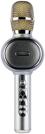 Laiannwell Wireless Karaoke Microphone with Speaker 2018 New design 4-in-1 Portable Bluetooth karaoke Machine for Apple Andriod Smartphone/for car/Home KTV/Party/Birthday Gifts(Silver)