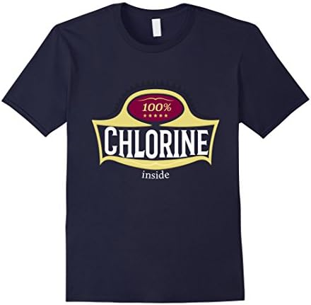 Men's Funny Swim Shirts Swimming Tshirts Swimmer Tees: 100% Chlor Small Navy