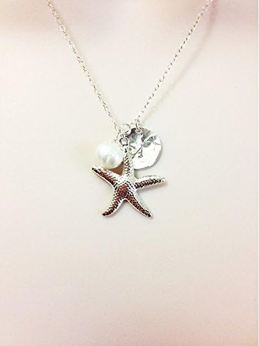 Summery Chic Beach Necklace Chic Cute Sterling Silver Starfish Freshwater Pearl Wedding Gifts Friends