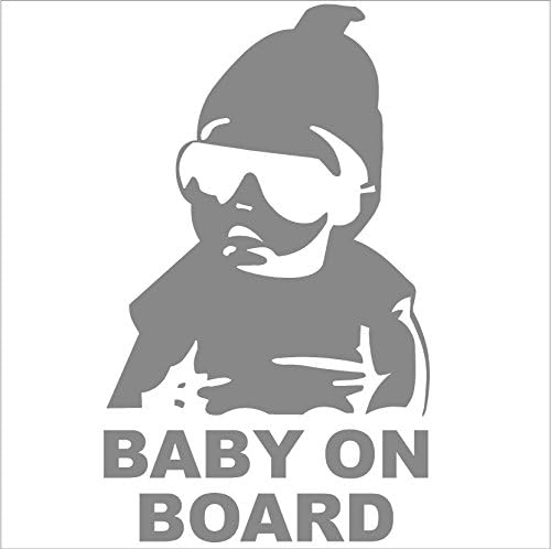 Funny Car Window Laptop Vinyl Decal Baby on Board Hangover Decal Sticker (6", Silver)