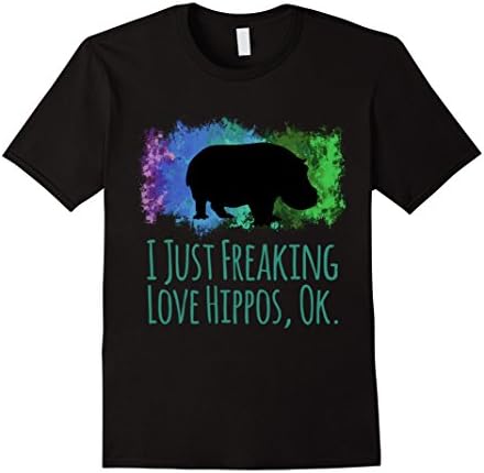 Men's I Just Freaking Love Hippos Ok Cute Sarcastic Funny Shirt Medium Black