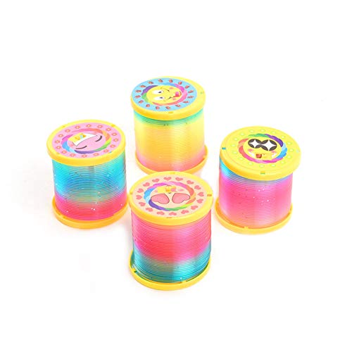 Facaily Kids Magic Luminous Slinky Rainbow Spring Colorful Circle Coiled Elastic Ring Children Funny Classic Toy