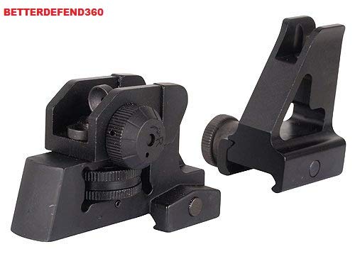 GOTICAL New Aluminum Post High Profile Front & Rear Iron Sight Tower Flat Top Weaver Picatinny M16 M4 Flattop A1 A2 + Front Sight Dual Headed Adjustment Tool 4 & 5 Prongs Heavy Duty