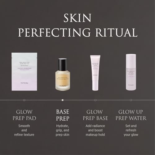 YUNJAC Base Prep Korean Primer (1.35 fl oz) – Silicone-Free Grip Makeup Base, Serum Texture for Radiant Skin, Long-Lasting Glow with Rice Ferment, Ceramide, Niacinamide, Squalane