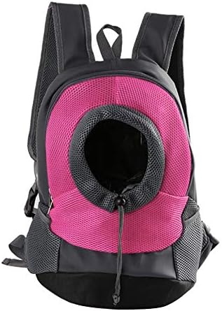 Guizen Dog Backpack Carrier,Breathable Comfortable Pet Carrier Front Bag for Outdoor Travel Hiking (L,Rose red)