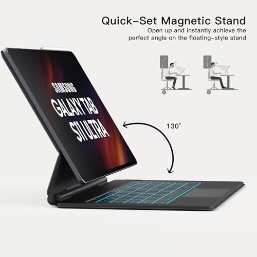 Funda con Teclado para Samsung Galaxy Tab S11 Ultra 14.6", Diseño Flotante Tipo Magic, Soporte Magnético, Modo Dex con un Clic, Tecla IA, Trackpad Integrado, Retroiluminación 7 Colores, Negro
