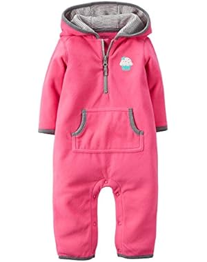 Baby Girls' Newborn Hooded Fleece Jumpsuit