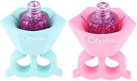 Cityvivo Soft Silicone Wearable Nail Polish Bottle Holders Finger Stand Ring Nail Art Tools