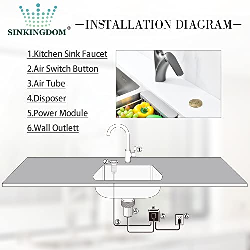 SINKINGDOM Garbage Disposal SinkTop Air Switch Kit with Long Button