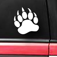 spdecals Grizzly Bear Paw Print Car Window Vinyl Decal Sticker 4" Tall (Color: White)   