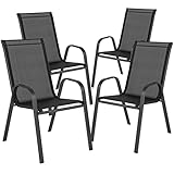Flash Furniture 4 Pack Brazos Series Black Outdoor