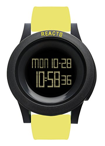 REACT! Mens Sport Watch Yellow Silicone Band Large Face Black Dial RA3034
