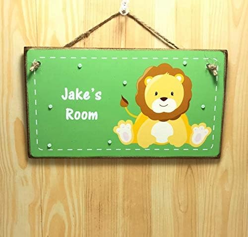 Iliogine Wooden Sign for Home Decor Personalised Lion Room Sign Kids Name Plaque Bedroom Door Plaque Safari Animal Name Plaque Lion Personalised Door Sign Lion Gift Craft