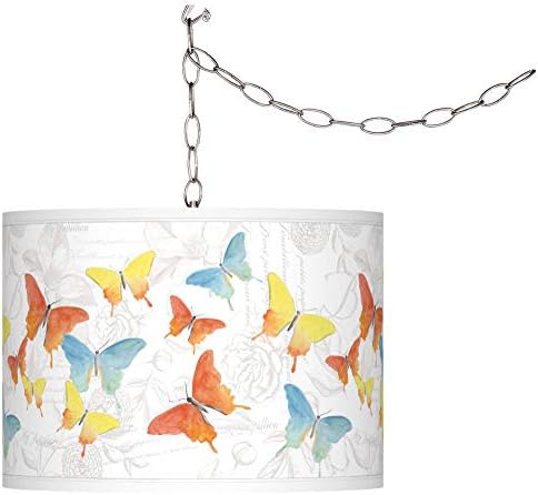 Pastel Butterflies Giclee Glow Plug-in Swag Pendant - Giclee Glow