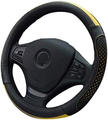 Xihaoer Cool Microfiber Leather Summer Hole Non Slip Steering Wheel Cover for Women (Yellow)