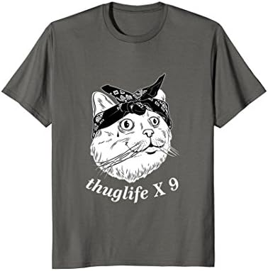 Mens Thug life Cat Kitty Kitten T-Shirt TShirt funny 2XL Asphalt
