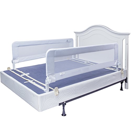 Toddler Bed Rail Guard for Convertible Crib, Kids Twin, Double, Full Size Queen & King (White-XL-2 pack)