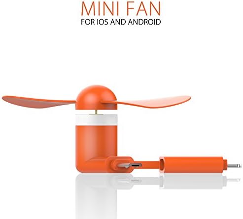 Jesdo 2 in 1 USB mini Portable Powered Fan, Micro USB OTG/ 8-Pin USB Cooling Fan for iso Android Smart Phone and Power bank (Orange)