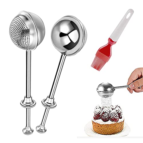 CYTCYFCZPT Powdered Sugar Duster, Sugar Duster, With Food Grade Silicone Brush, Stainless Steel