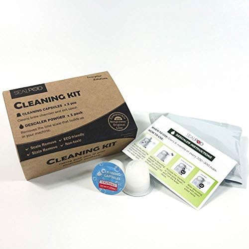 Nespresso Cleaning and Descaling Kit, Fits All OriginalLine Machines: Clean and Descale for Better Coffee - Includes Cleaner Capsules and 1 Pack of Descaler Powder (Sealpod Sample Kit)