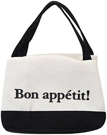 The Fabrica Insulated Lunch Bag, Reusable Cooler for Keep Bento, Snack, Fruits and Beverage Fresh, with 2-Ice Pack and a Message Card For Gift (Ivory Cotton Handle Bag)