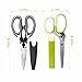 Kitchen Shears and Herb Scissors Set - Heavy Duty Easy Function Come Apart Multipurpose Culinary Scissors in Stainless Steel with Blade Covers for Meat Poultry Fish Herbs Nuts by COMPV