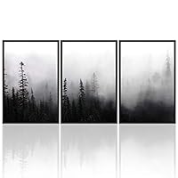 3 Piece Framed Canvas Wall Art Pine Trees in The Mist Canvas Prints Home Artwork Decoration for Living Room,Bedroom - 16