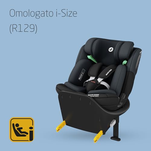 Emerald 360 S i-Size, Seggiolino auto girevole 360, 0-12 anni (40-150 cm), Seggiolino auto neonato, 4 posizioni reclinate, Protezione dagli impatti laterali G-CELL, Tonal Black