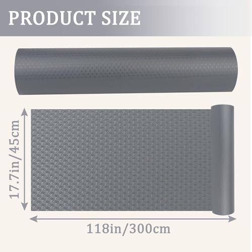 Shelf Liner for Kitchen, 45x300cm Non-Adhesive Drawer Mats, Waterproof Strong Grip Oil-Proof Pantry Shelves Liners for Kitchen and Bedroom Large Shelves Cabinets (Grey Dot Pattern)