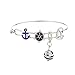 LUX ACCESSORIES Silver Tone Nautical Blue White Anchor Sailboat Charm Bracelet