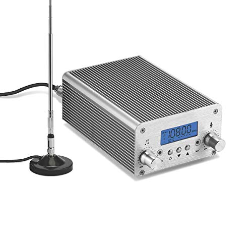 FM Transmitter, Elikliv 15W 87~108MHz LCD Display Wireless Stereo Broadcast with Telescopic Antenna Built-in PLL Radio FM Transmitter for Church,Car Theater