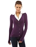 PattyBoutik Women's Shirt Collar Pleated 2 in 1 Top (Dark Purple M)