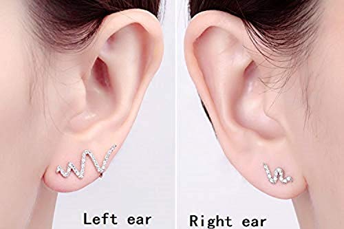 925 Sterling Silver Asymmetric Heartbeat Temperament Fashion Hypoallergenic Climbers Wrap Earring