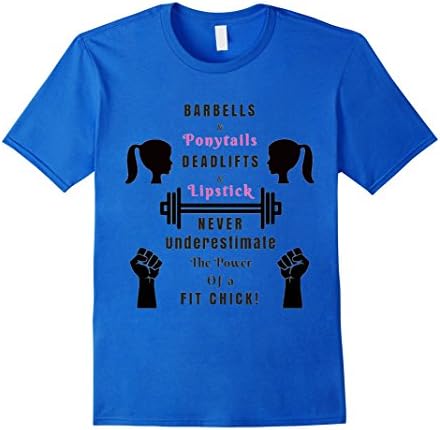 Men's Barbells &amp; Ponytails - Deadlifts &amp; Lipstick - Fit Chick Large Royal Blue
