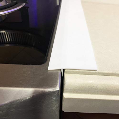 Silicone Stove Counter Gap Cover, Heat Resistant Kitchen Stove Counter Silicone Gap Filler Cover Seals Spills Between Counter Stovetop Oven Washer Dryer, 2 Pack (21 inch, White)