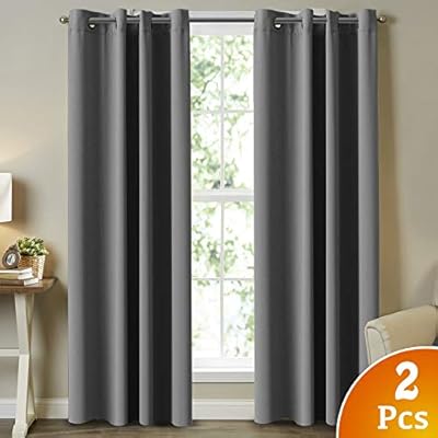 Premium Blackout Bedroom Curtains 213cm Drop Grey Curtain Window
