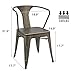 Devoko Metal Chair Indoor-Outdoor Tolix Style Kitchen Dining Chairs Stackable Arm Chairs Set of 4 (Gun)