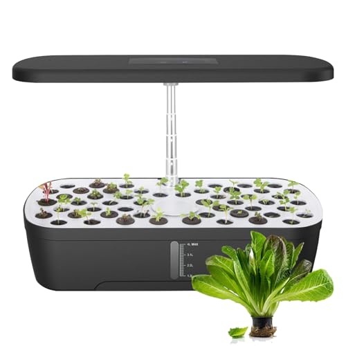 TECKZOON Hydroponic Germination System 52 Holes, Full Spectrum LED Lamp 24 W, 4 L Tank with Automatic Timer and Smart Watering for Flowers, Vegetables and Seedlings