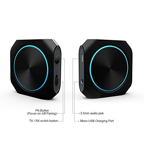 Zoweetek 2-in-1 Bluetooth 4.1 Transmitter and Receiver, Aptx Low latency 3.5mm and RCA Wireless Audio Adapter