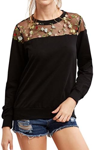 Floral Hooded Sweatshirt, Winhurn Women Lace Long Sleeve Pullovers Tops 2017 (XL, Black)