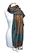 Peach Couture Women's Ravishing Reversible Jacquard Paisley Shawl Wrap Pashmina Blue Gold